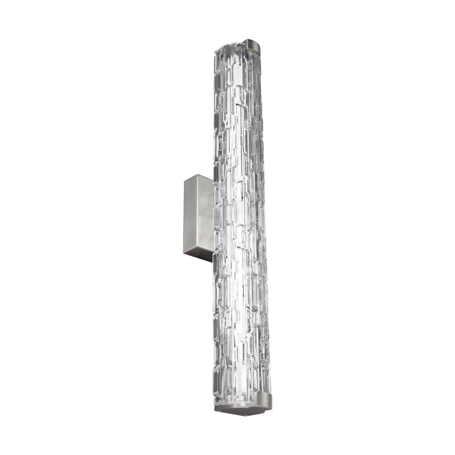 Visual Comfort Studio Cutler LED Bathroom Vanity Light in Satin Nickel with Staggered Rock Gla