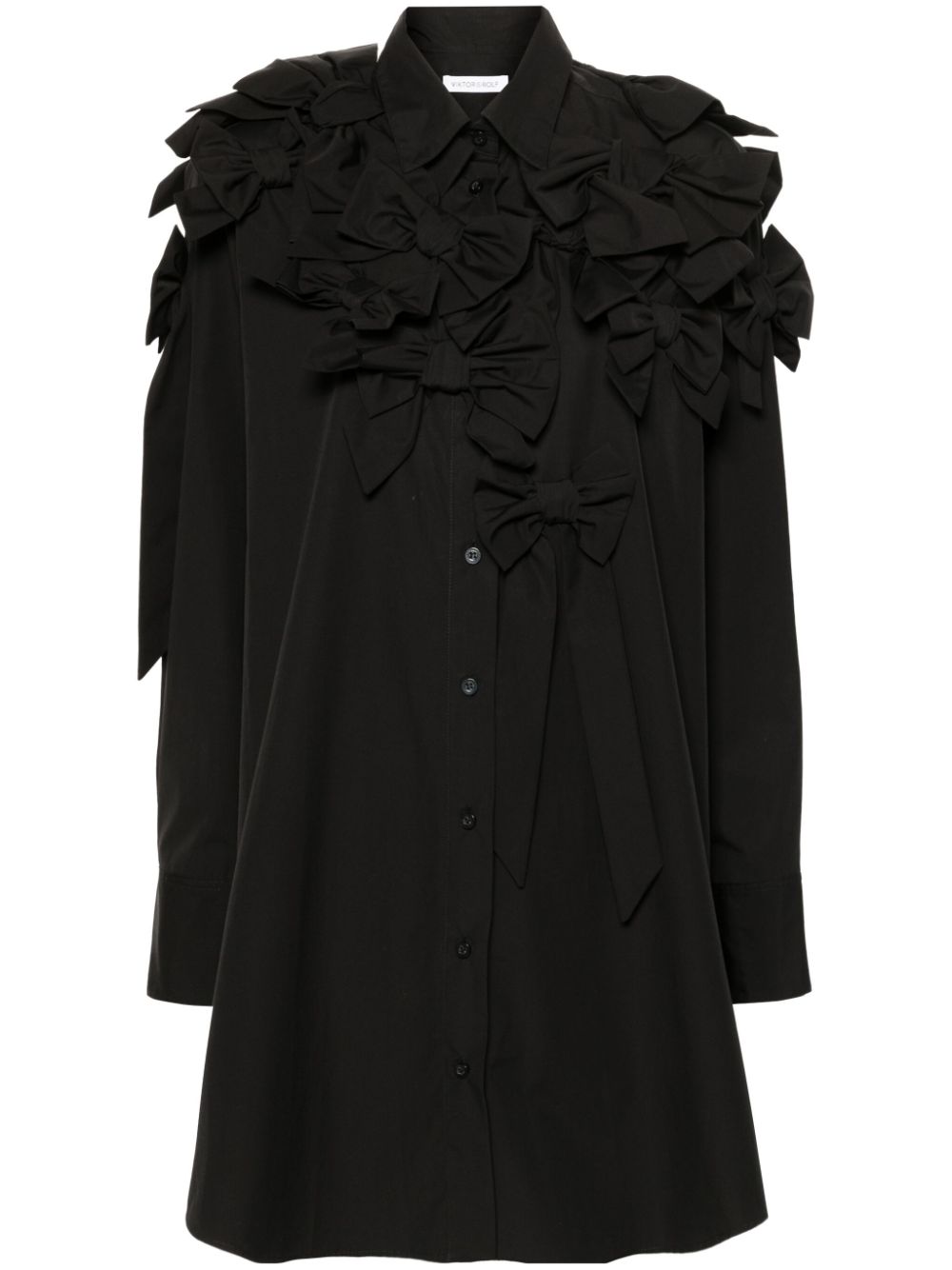 Bow-detail shirt dress - Black