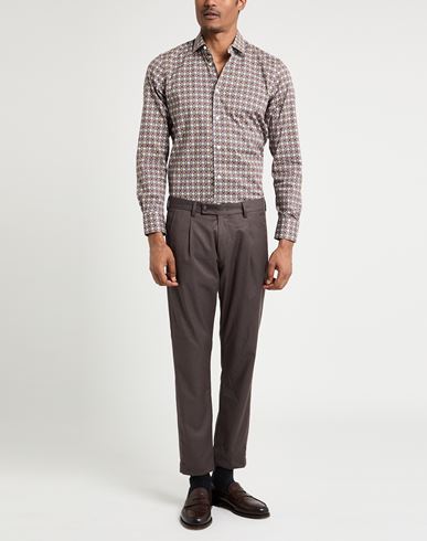 Man Shirt Chocolate brown Size 15 ¾ Polyester, Elastane