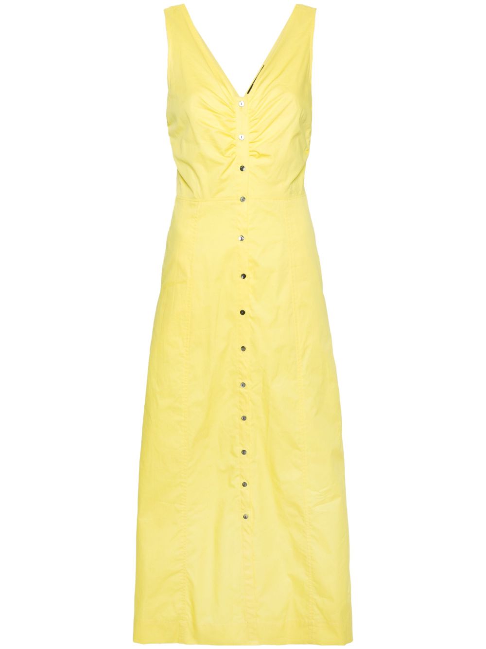 V-neck cotton maxi dress - Yellow