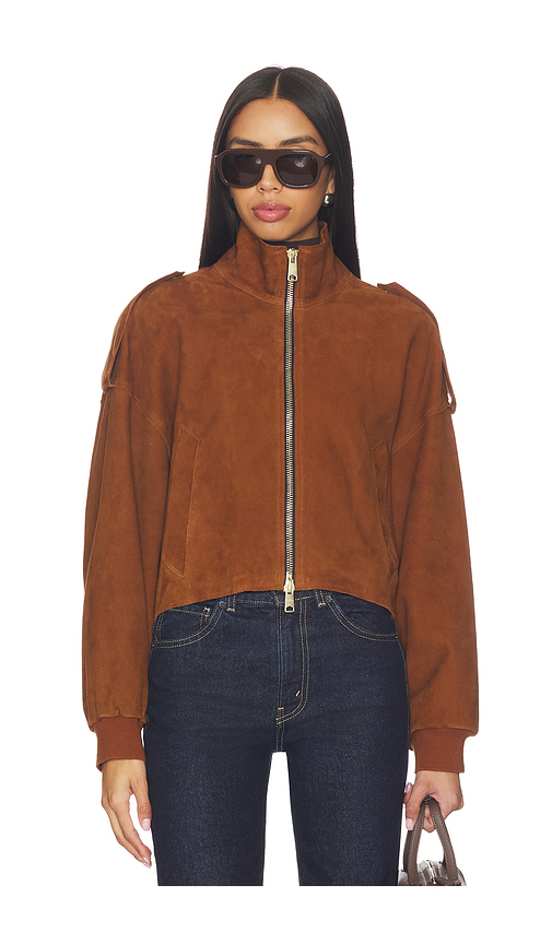 Allsaints chaqueta lowden suede en color cognac L también en M