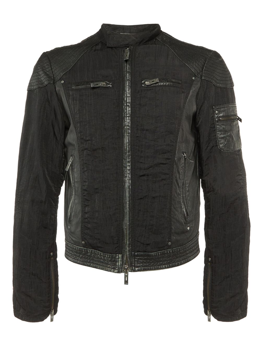 Panelled biker jacket - Black