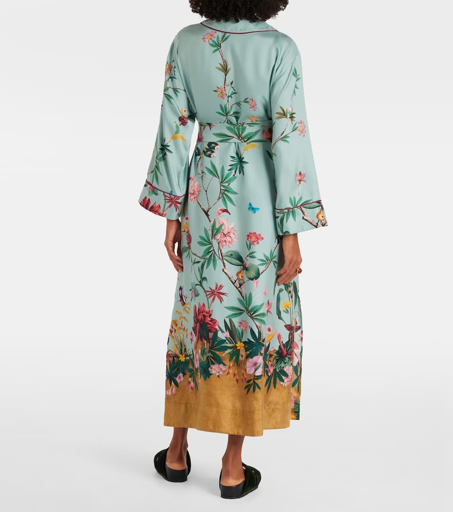 Midnight floral silk wrap dress