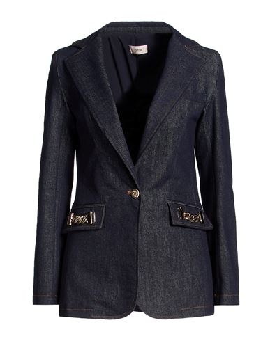 Woman Blazer Blue Size 12 Cotton, Polyester, Viscose, Elastane