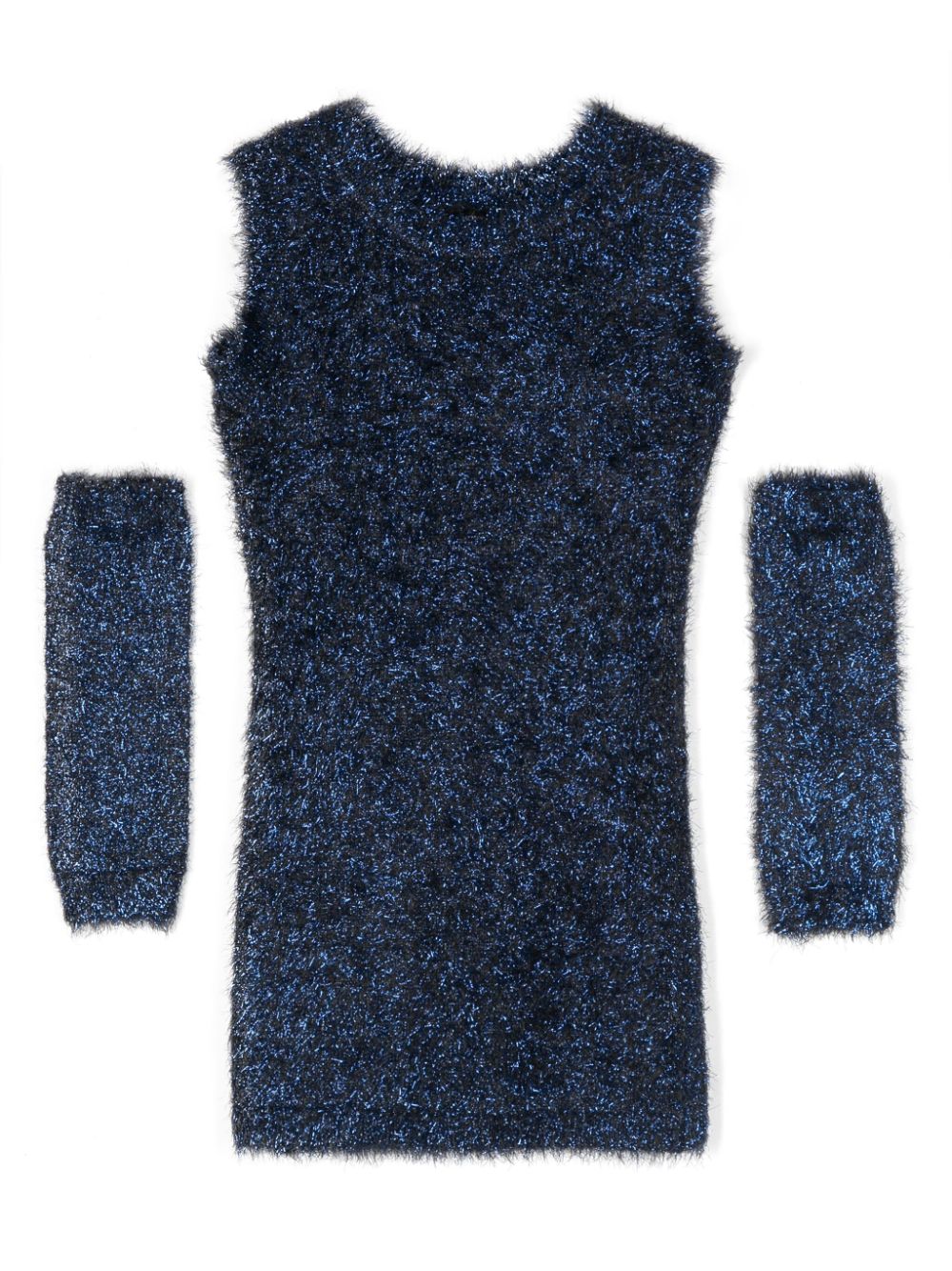 Metallic-threading midi dress - Blue