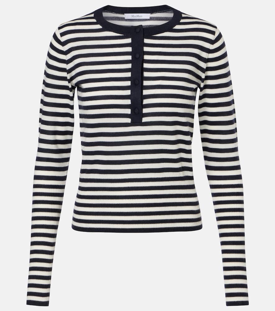Striped cashmere Henley sweater