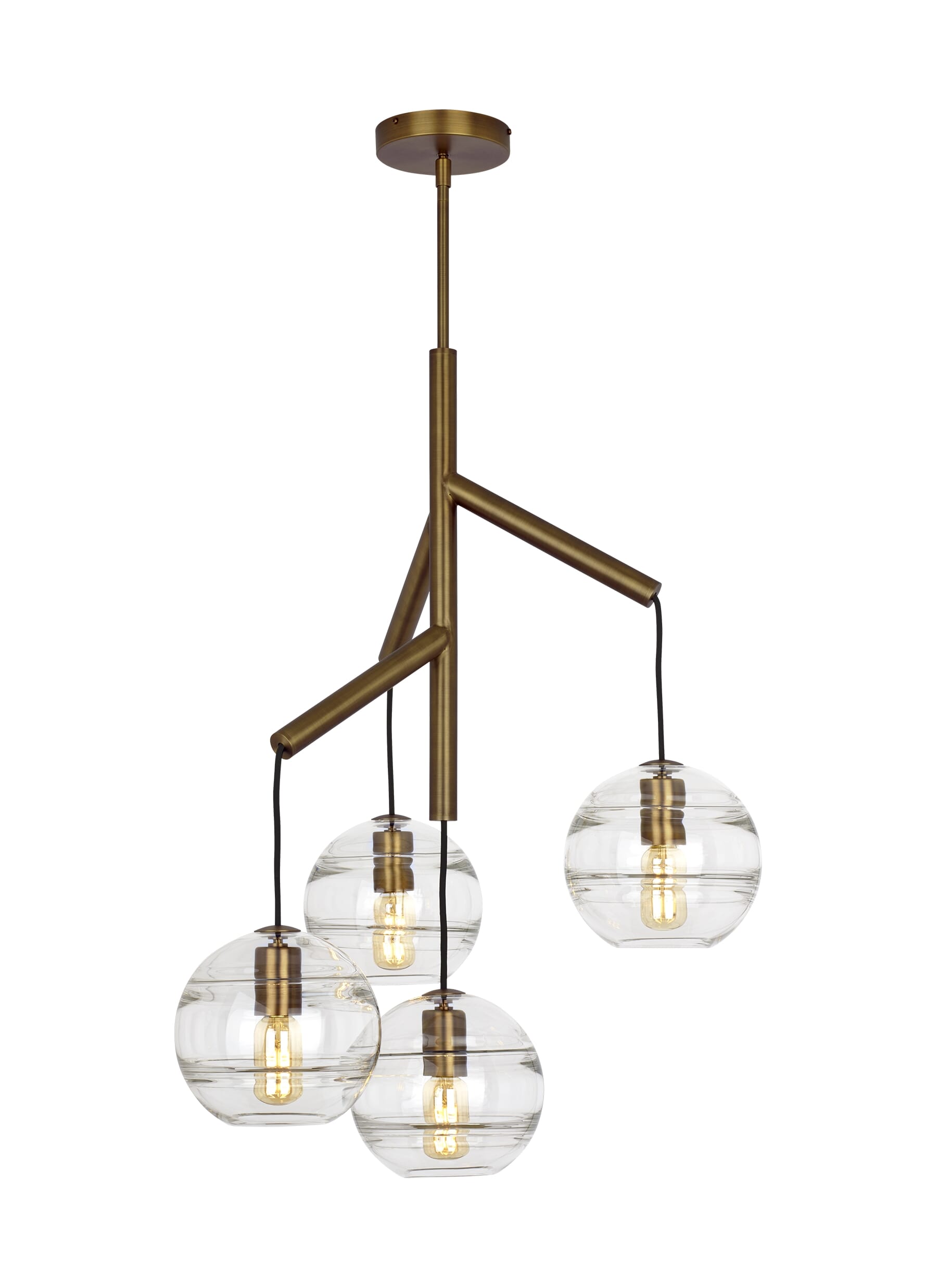 Sedona Contemporary Chandelier in Aged Brass and Clear