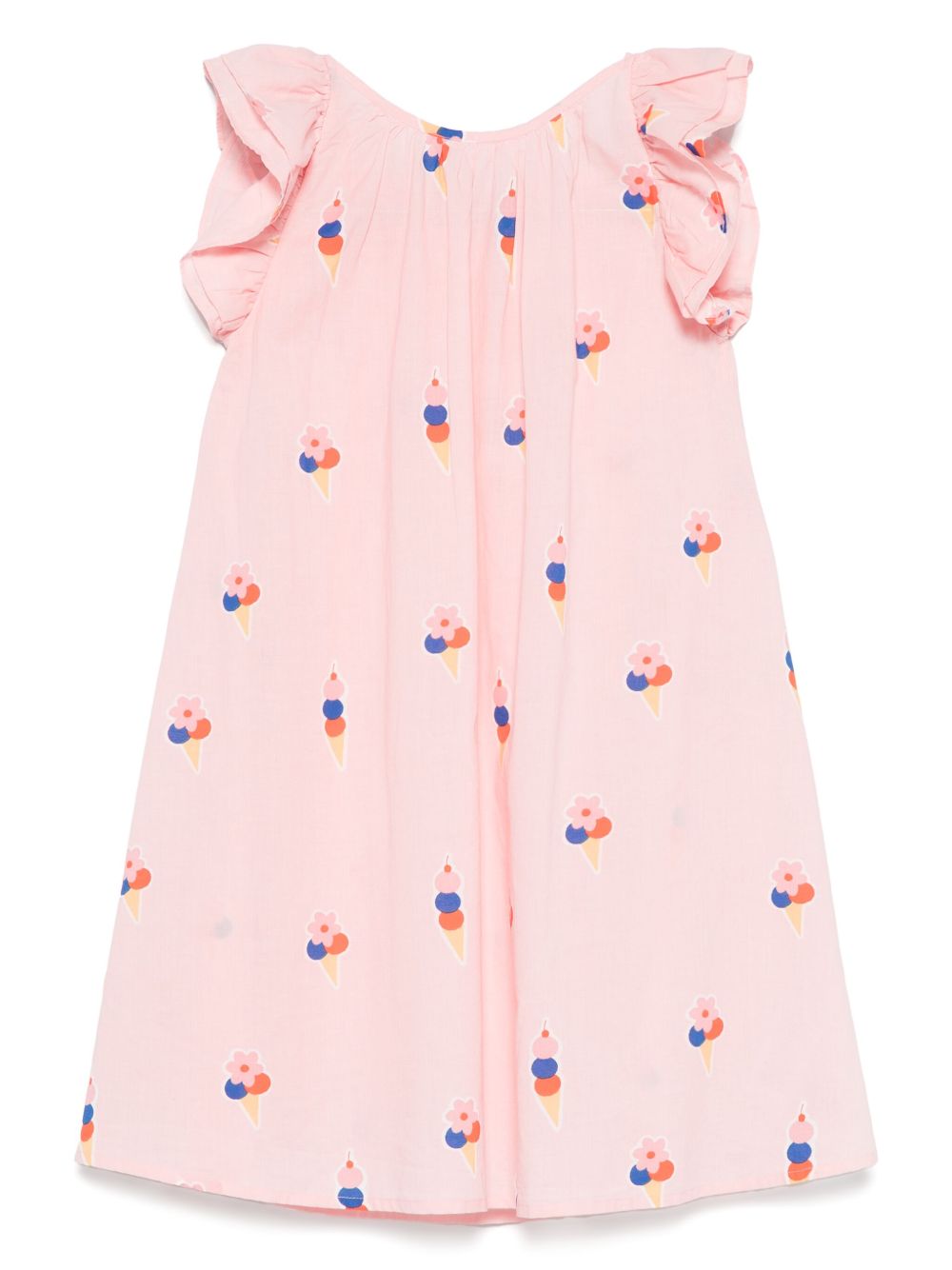 Ice cream-motif cotton dress - Pink