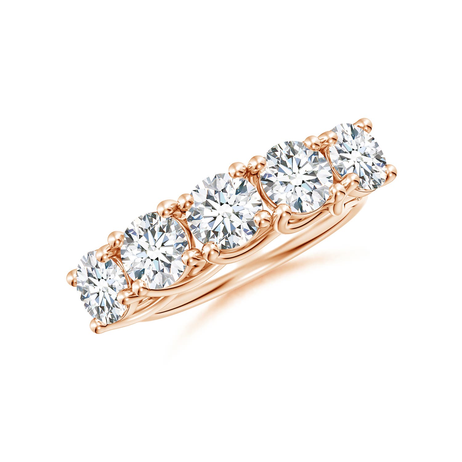 Angara 2.5 Carats Lab-Grown Half Eternity Five Stone Diamond Wedding Ring in 18K Rose Gold