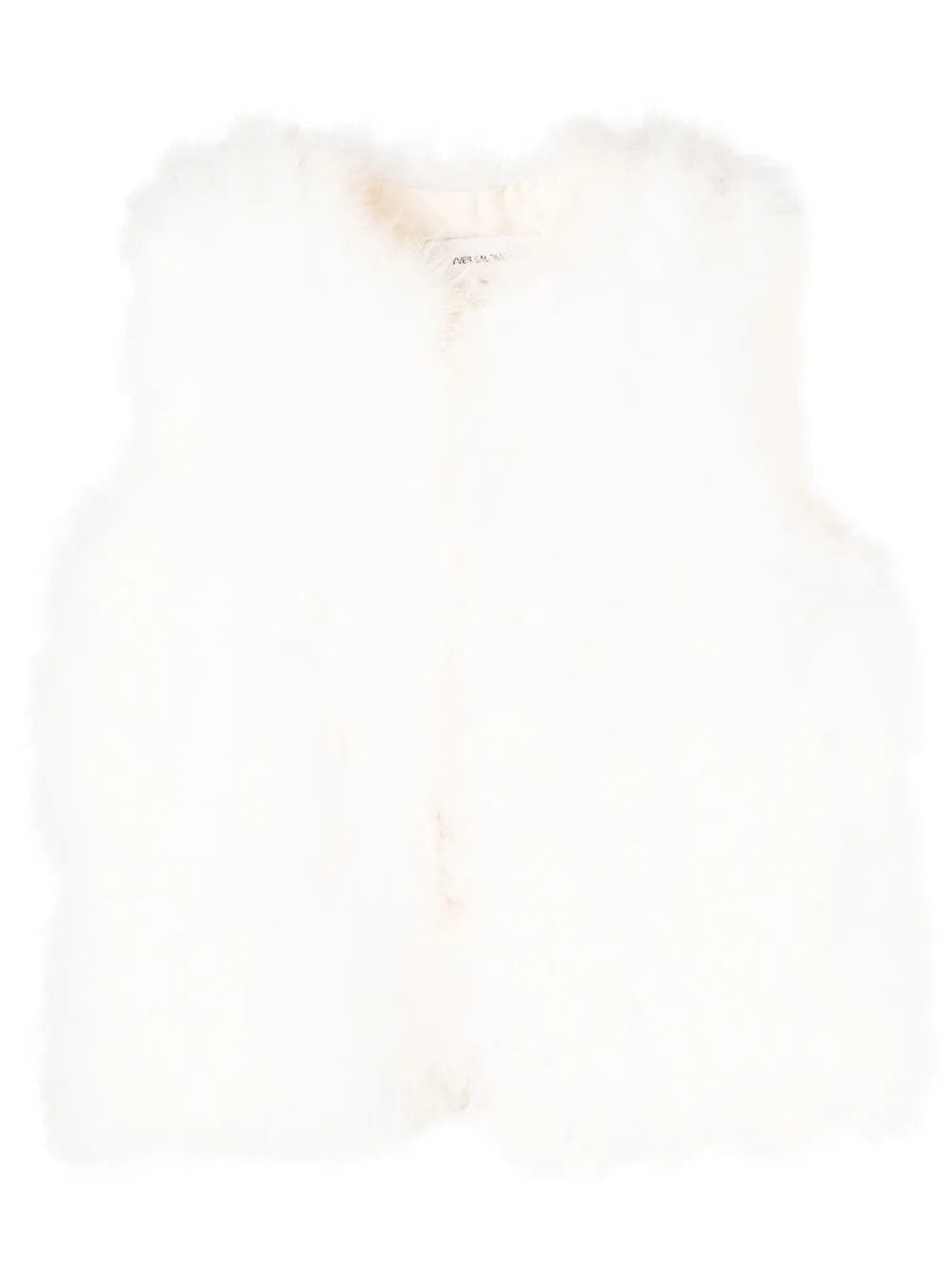Silk Feathered-Finish Vest — White