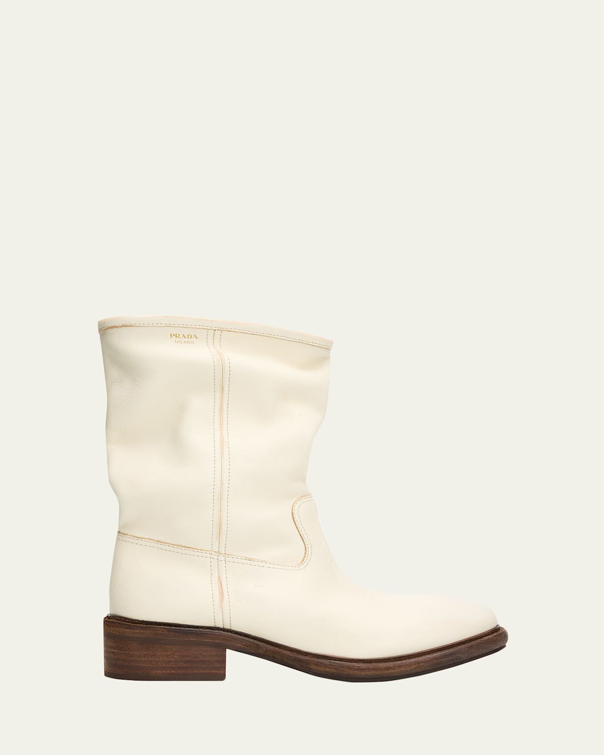45mm Vintage-Effect Leather Mid-Calf Boots