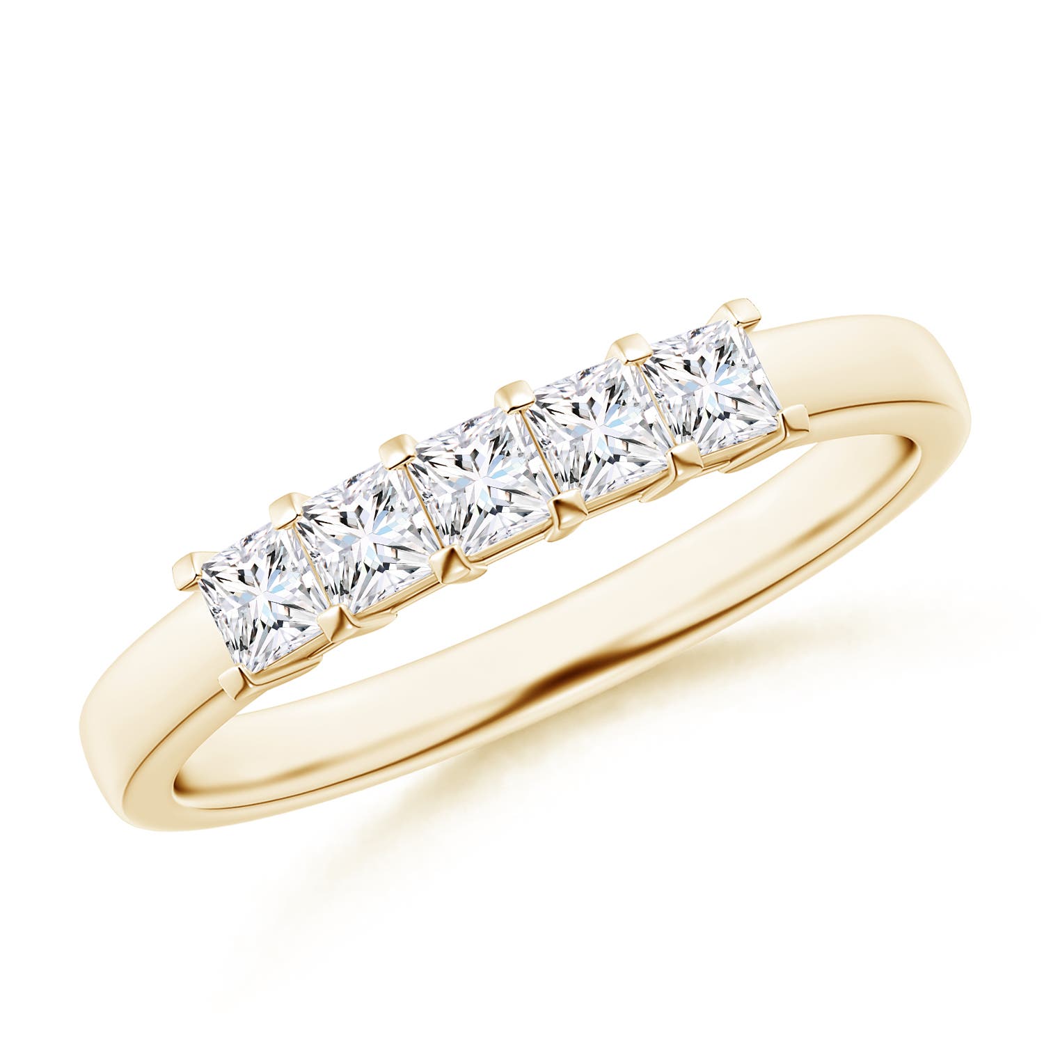Angara 0.5 Carat Classic Five Stone Princess Diamond Wedding Ring for Her in 14K Yellow Gold