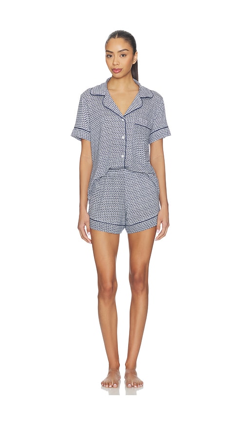 Eberjey Gisele Printed Relaxed Short Pajama Set in Navy. - M also in L, S