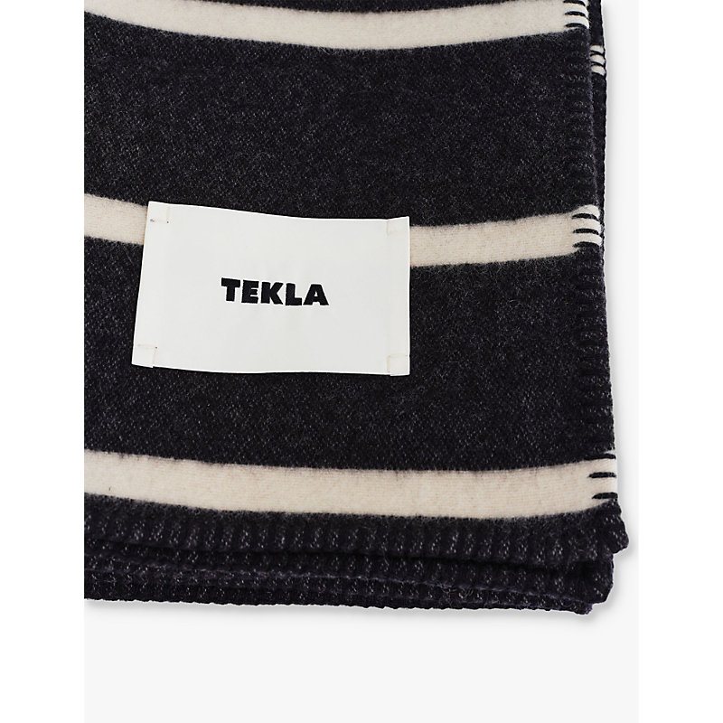 Striped Brushed-Texture Lambs Wool Blanket