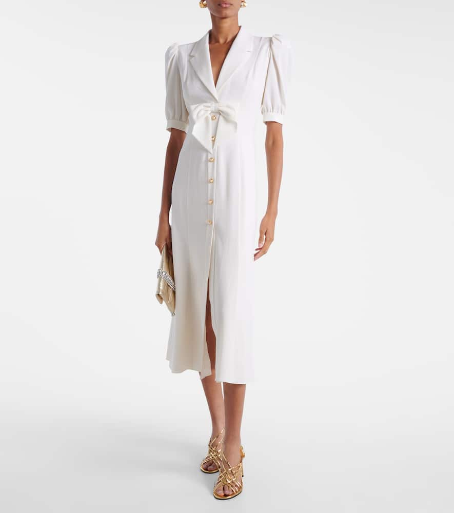 Printed wool-blend crêpe midi dress