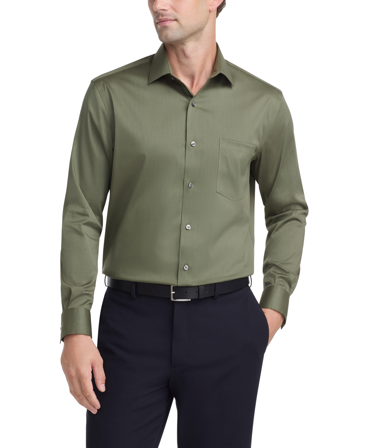 Men's Regular Fit Spread Collar Dress Shirt - Thyme