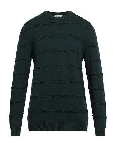 Man Sweater Dark green Size 42 Cotton, Cashmere