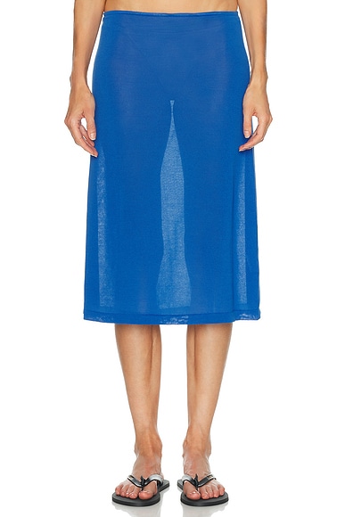 Ziah Sheer Knit Skirt in Blue
