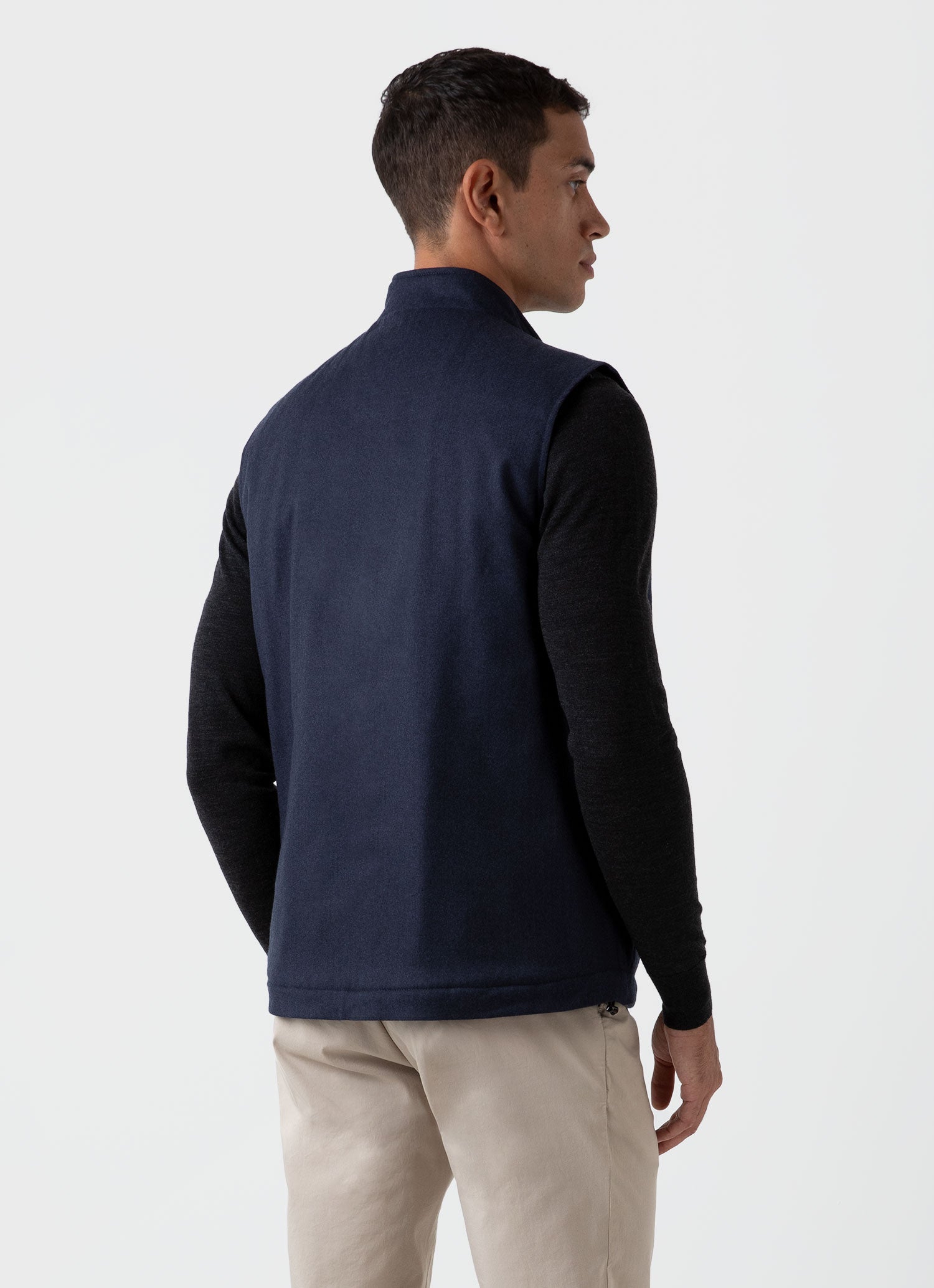 Men's Insulated Wool Vest in Navy Melange