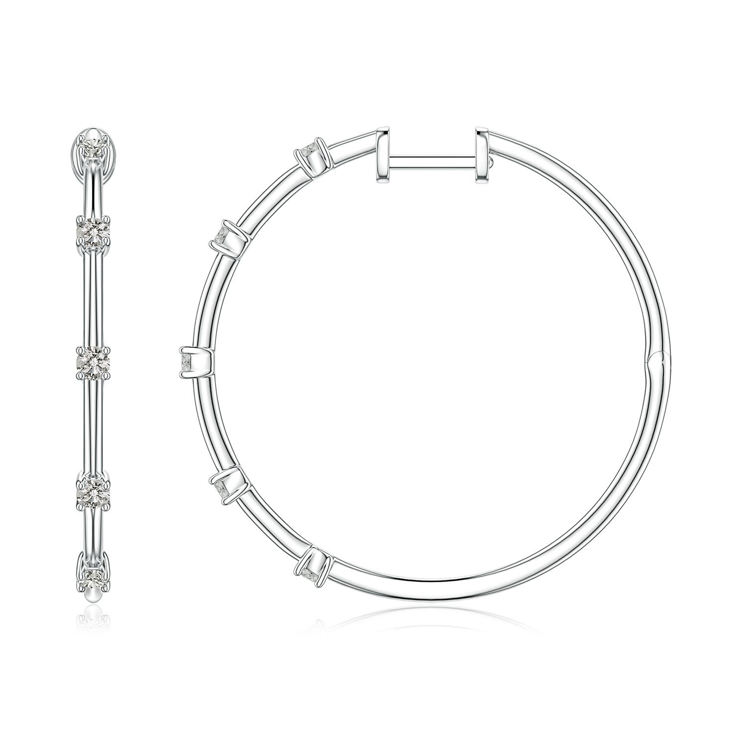 Angara 0.35 CTW Round Diamond Five-Stone Station Hoop Earrings in 14K White Gold