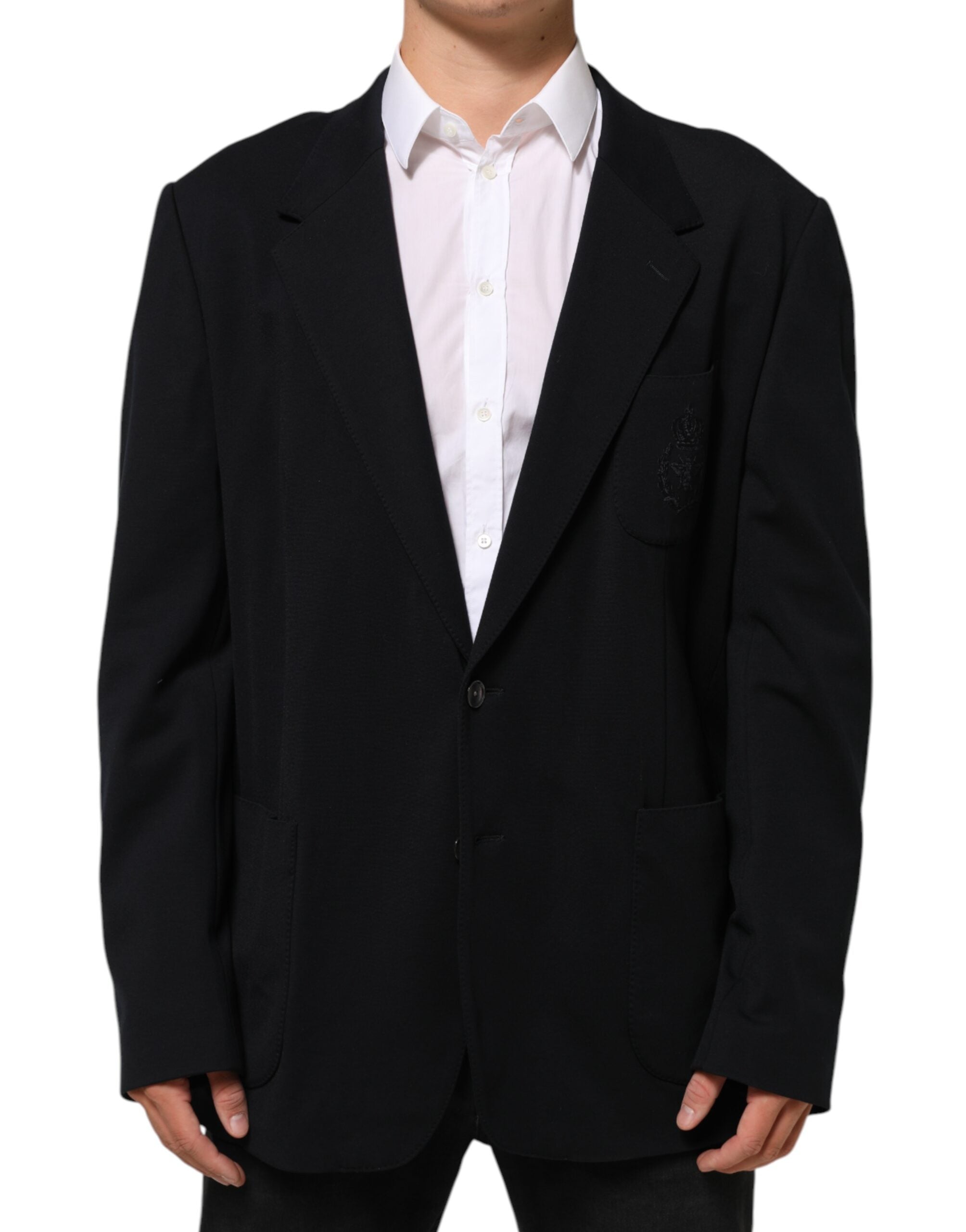 Viscose Two-Button Blazer — Black