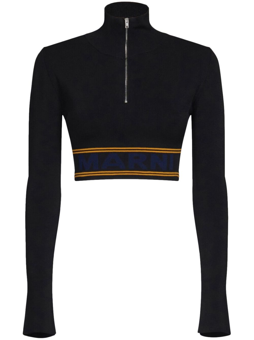 Logo intarsia-knit cropped jumper - Black