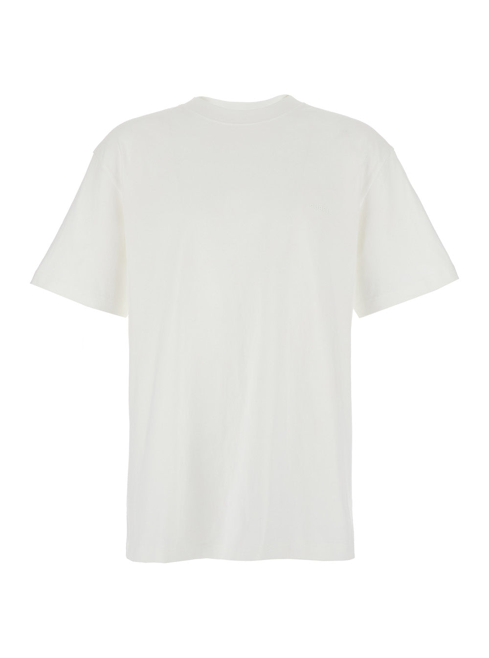 Cotton Crewneck with Dropped Shoulders T-Shirt — White