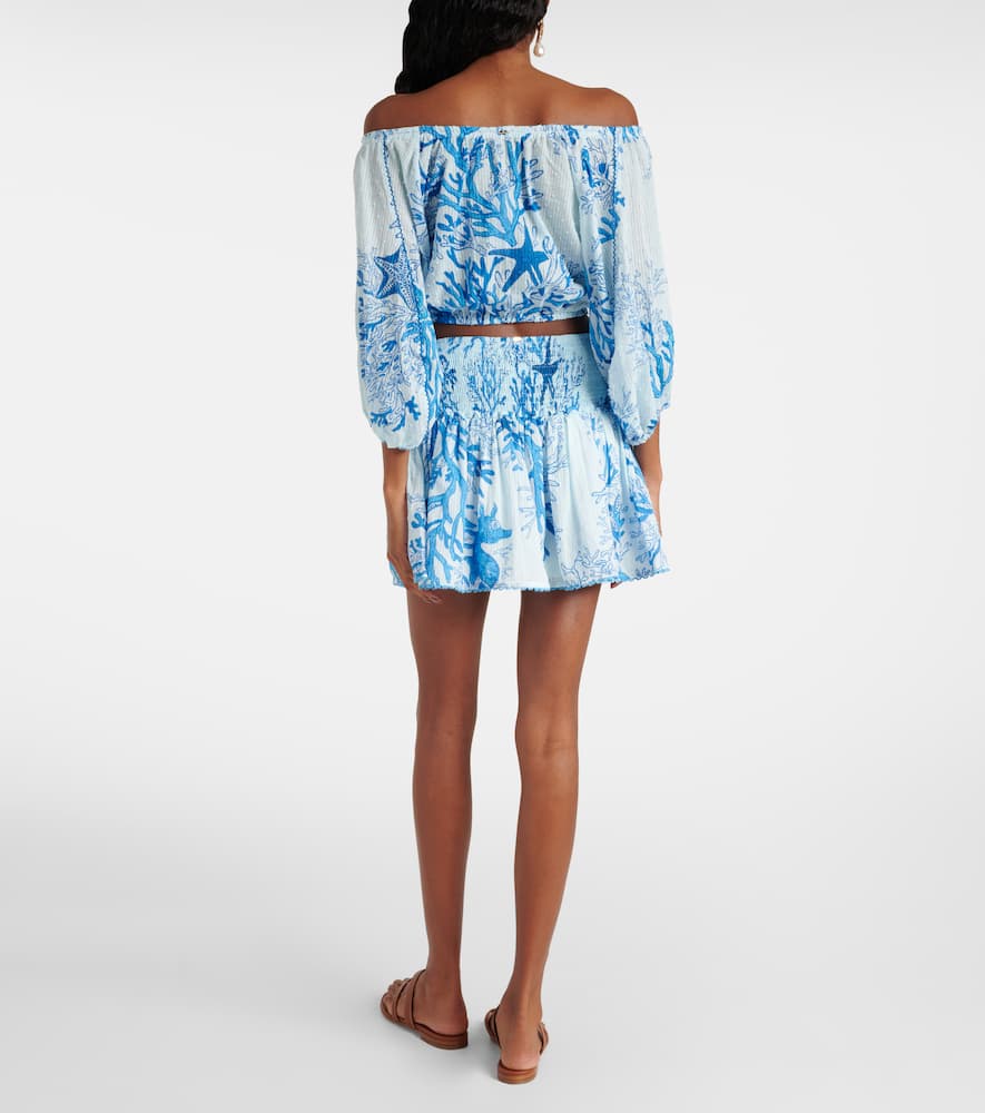 Bova printed off-shoulder cotton top
