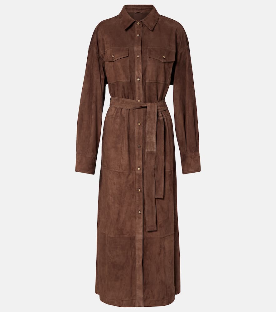 Belted suede coat