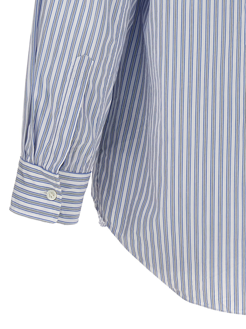 Light Blue Logo patch striped shirt
