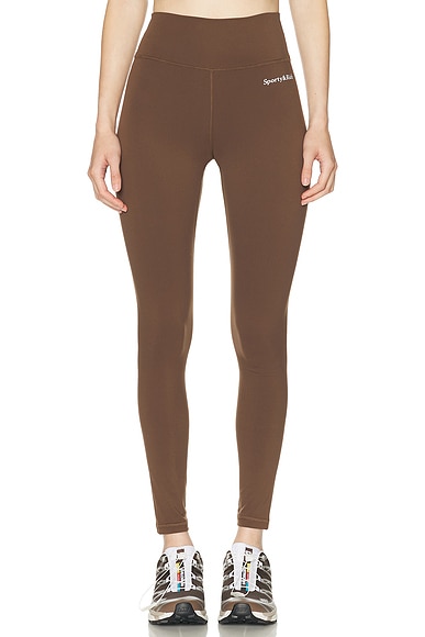 Sporty & Rich Serif Logo Legging in Brown