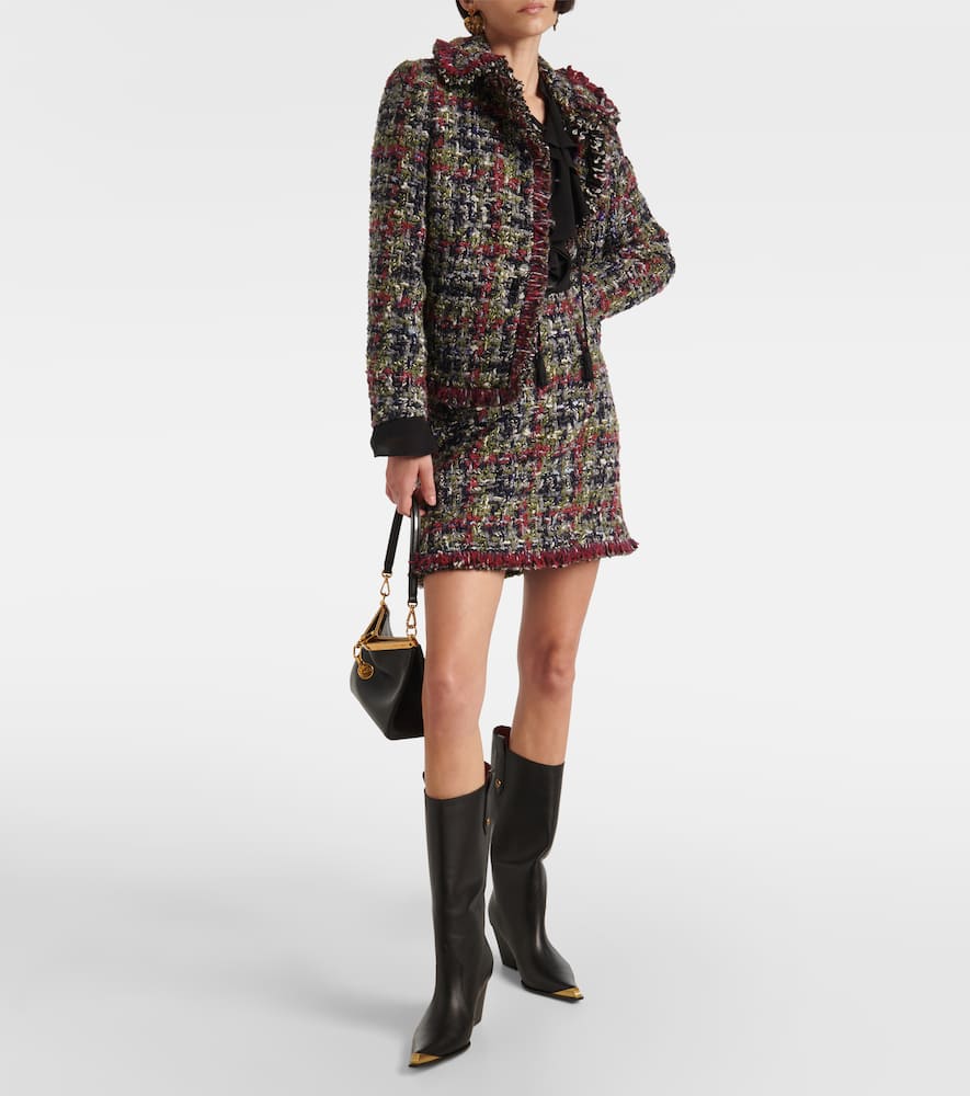 Wool-blend tweed miniskirt
