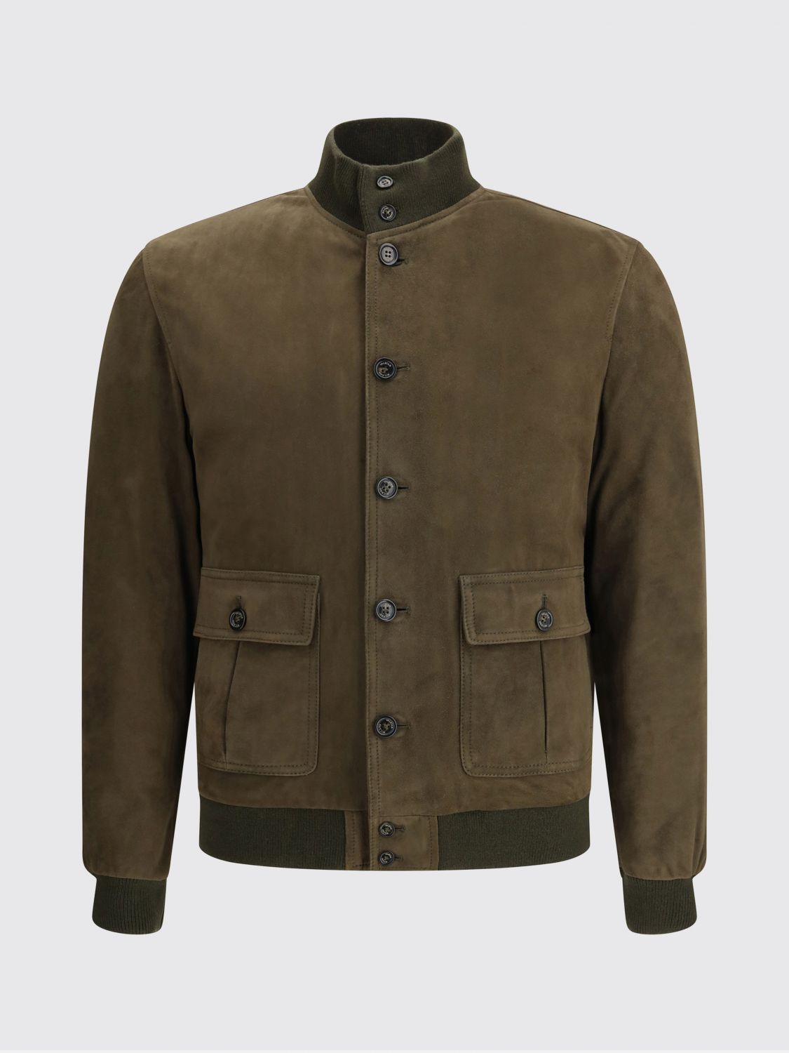 Buttoned leather jacket - Brown