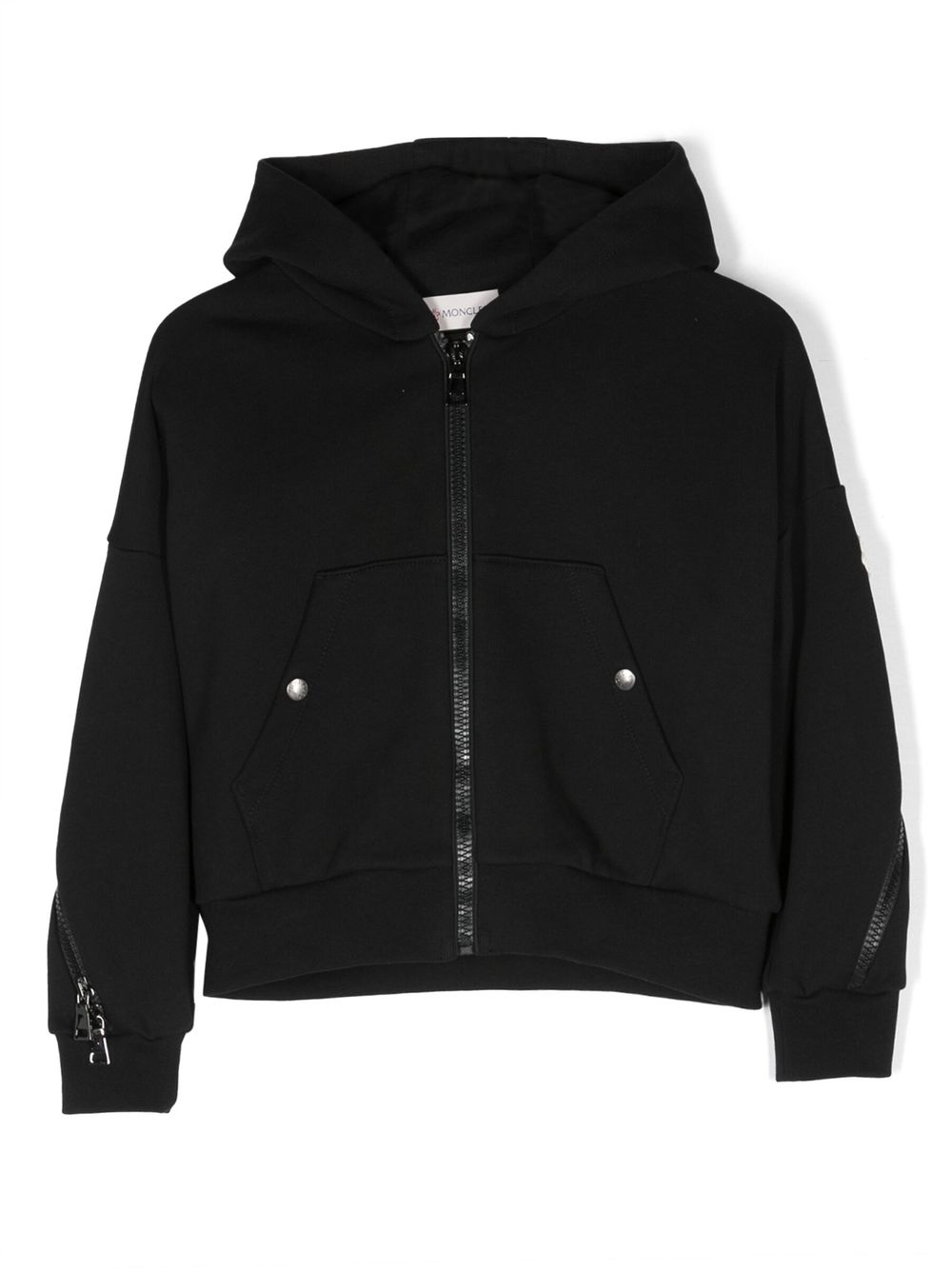 Logo-patch cotton hoodie - Black