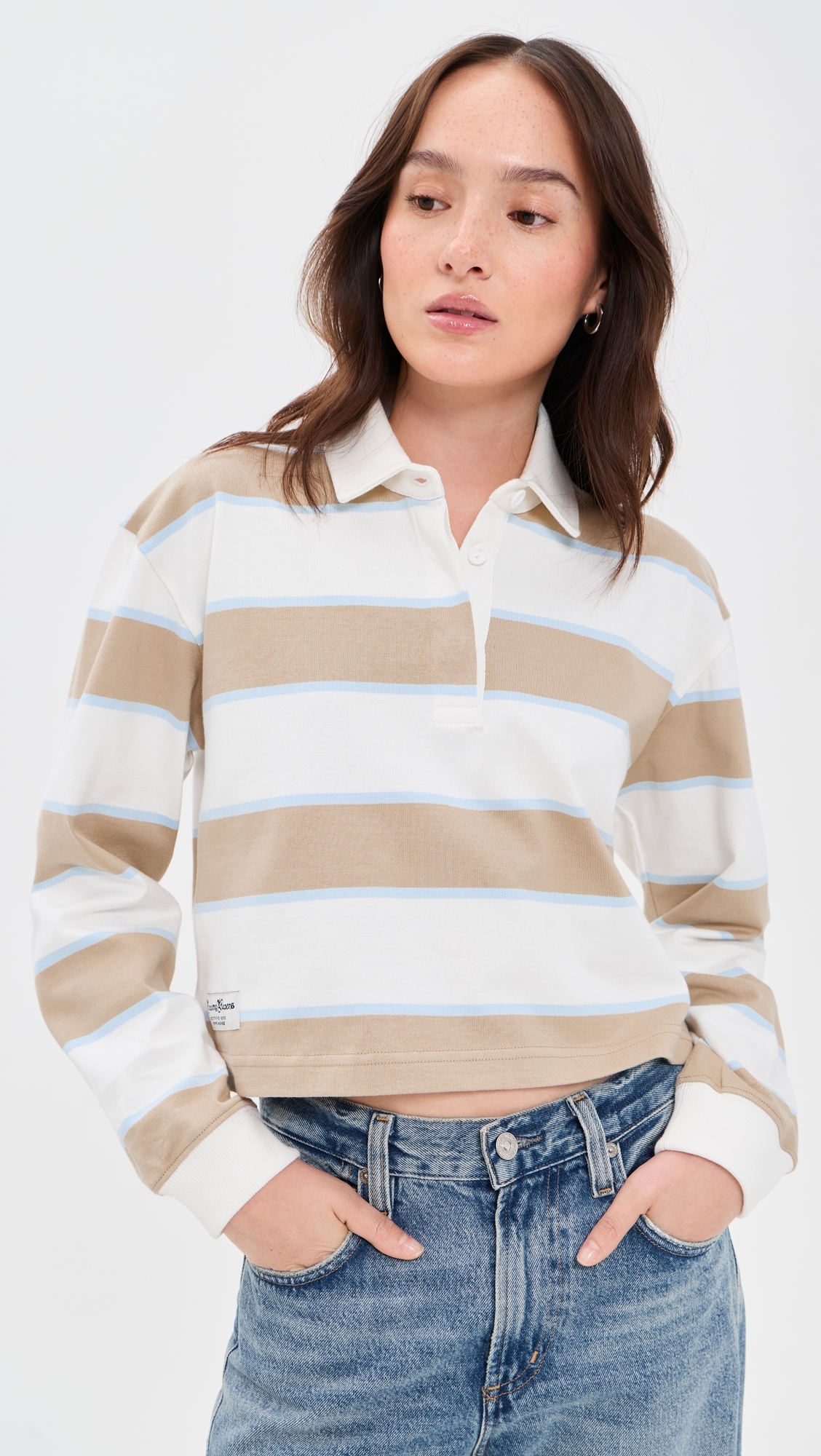 Cropped Striped Rugby Khaki Rugby Stripe