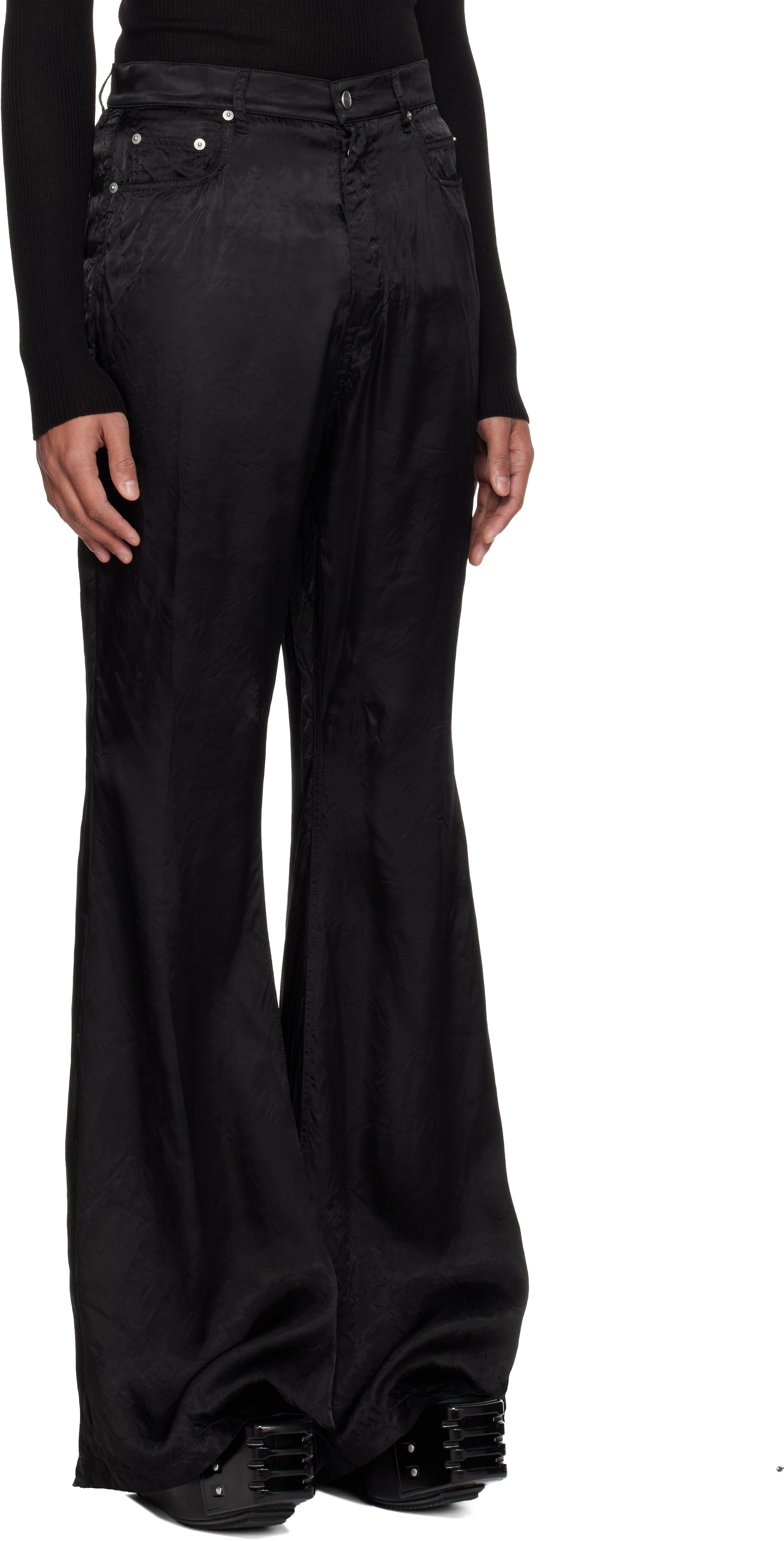 Black Temple Bolan Bootcut Trousers