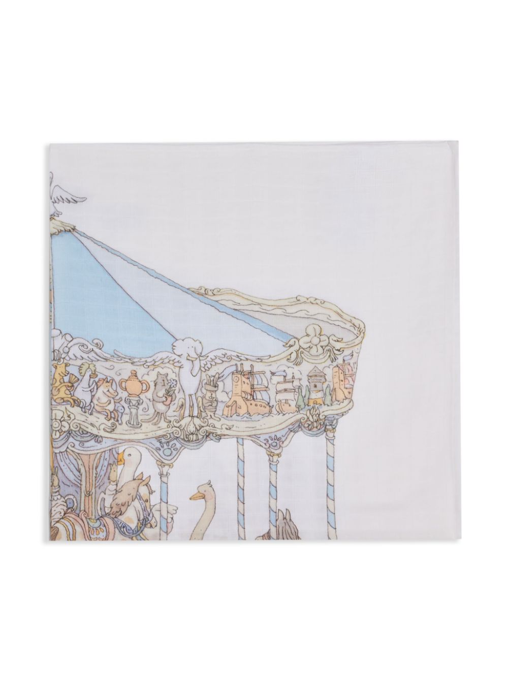 Illustration-print organic cotton blanket - White