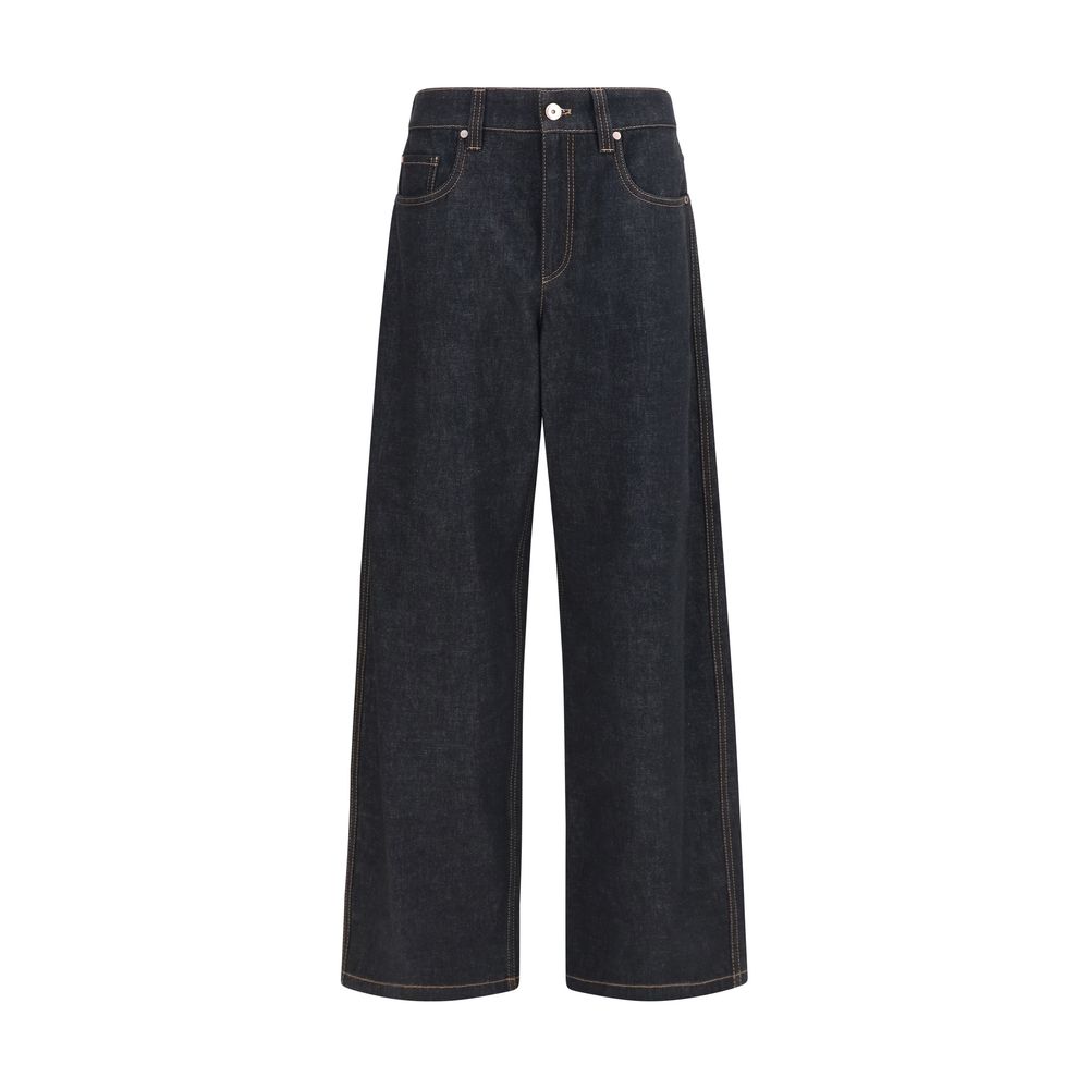 Cotton Straight-Leg Jeans — Navy