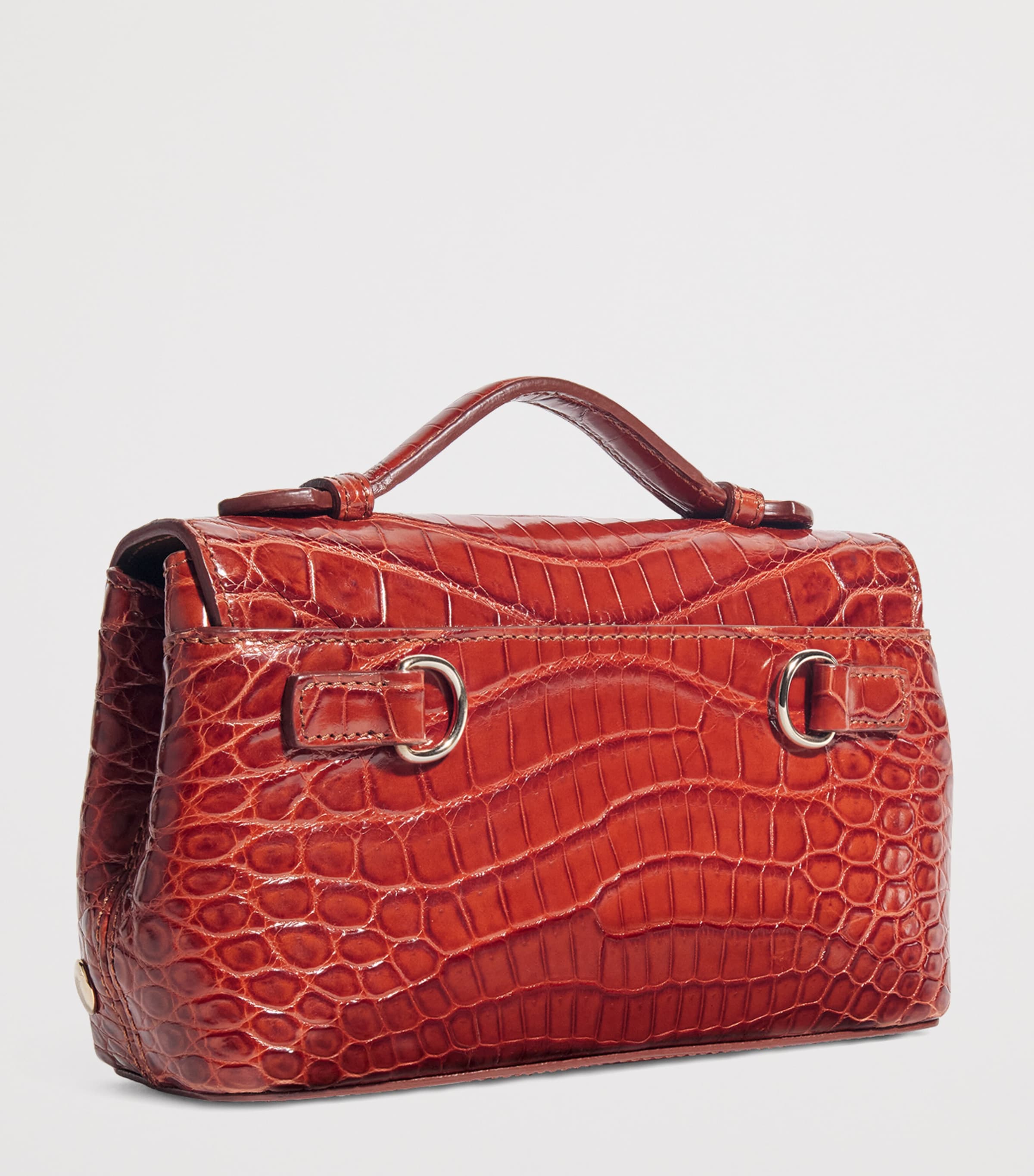 Analeena Crocodile Leather Top-Handle Bag