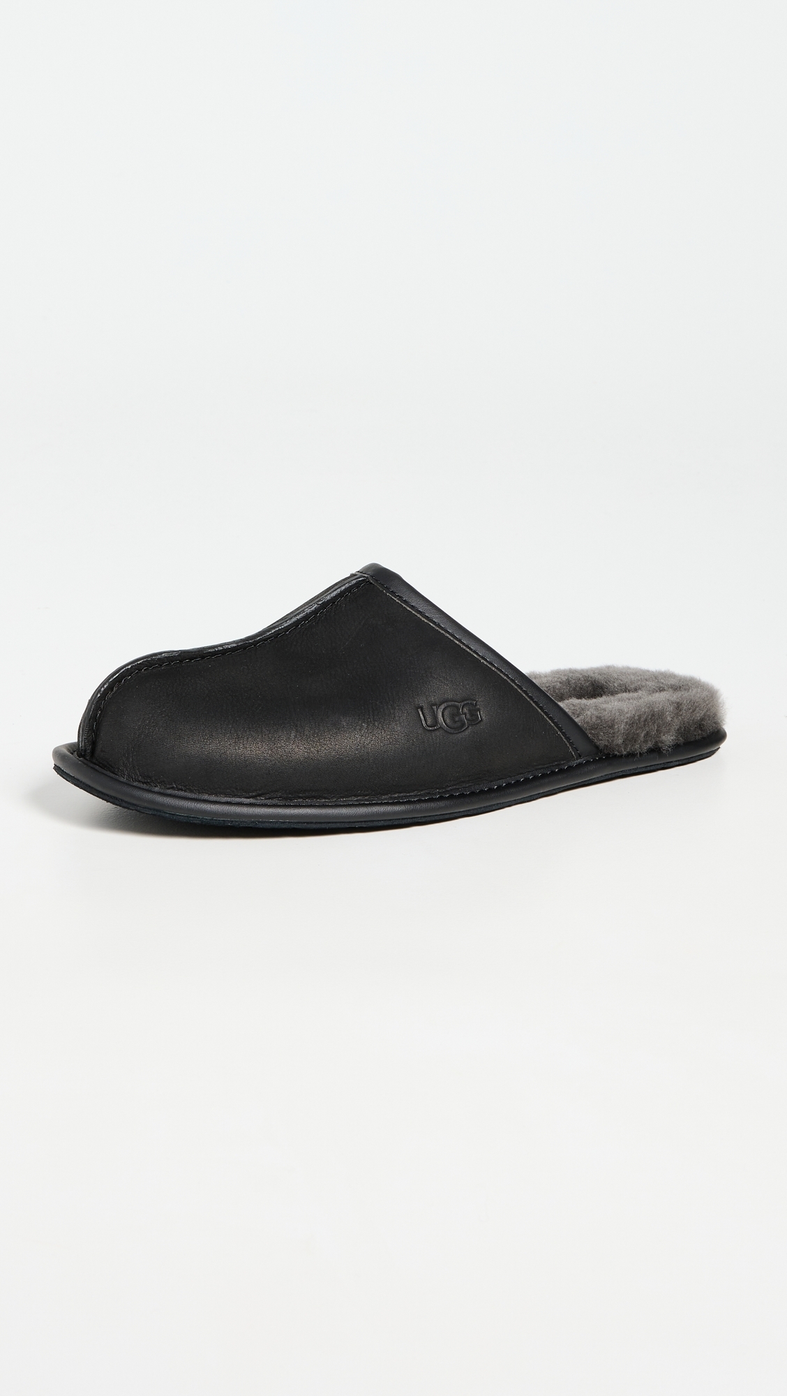 Scuff Leather Slippers Black