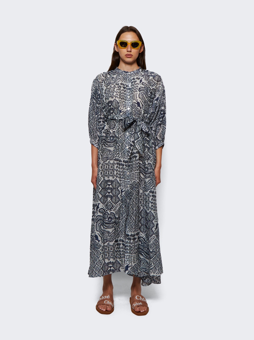 Graphic-print dress - White