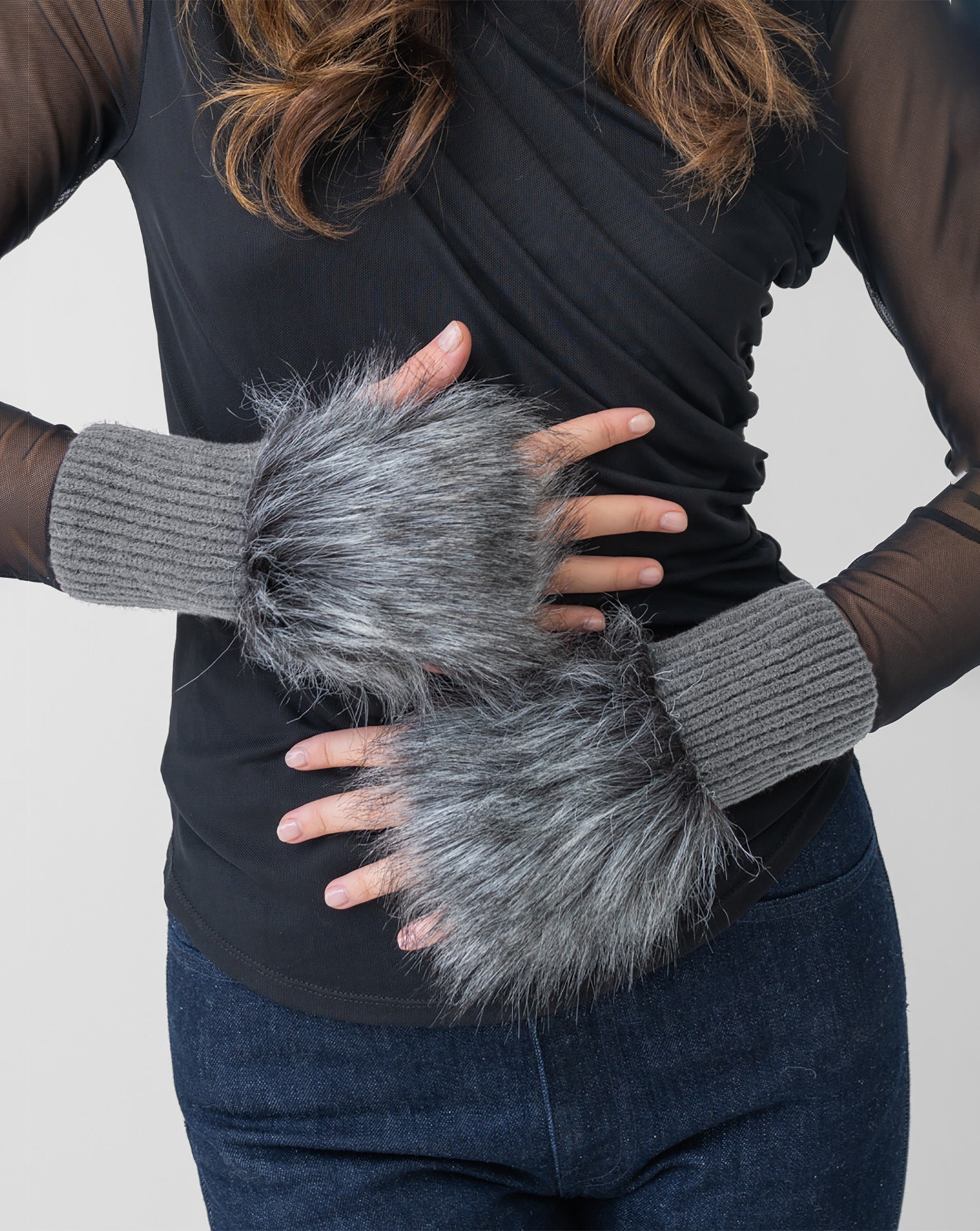 Faux Fur Fingerless Gloves