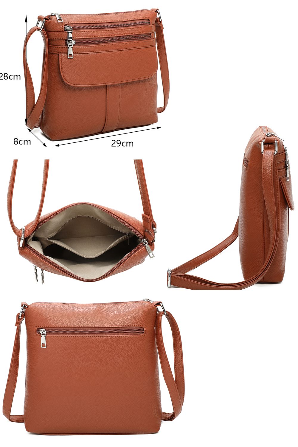 Fontanella Fashion Simi Tassel Triple Compartments Pu Crossbody Bag With Canvas Strap In Olive