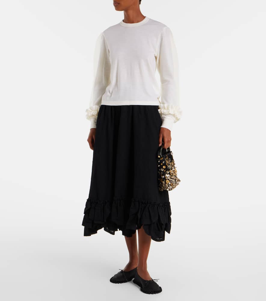 Tulle-trimmed wool sweater