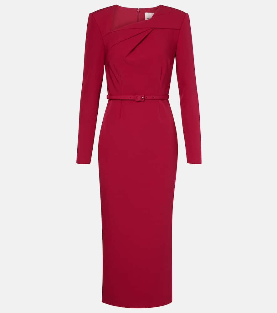 Belted crêpe midi dress