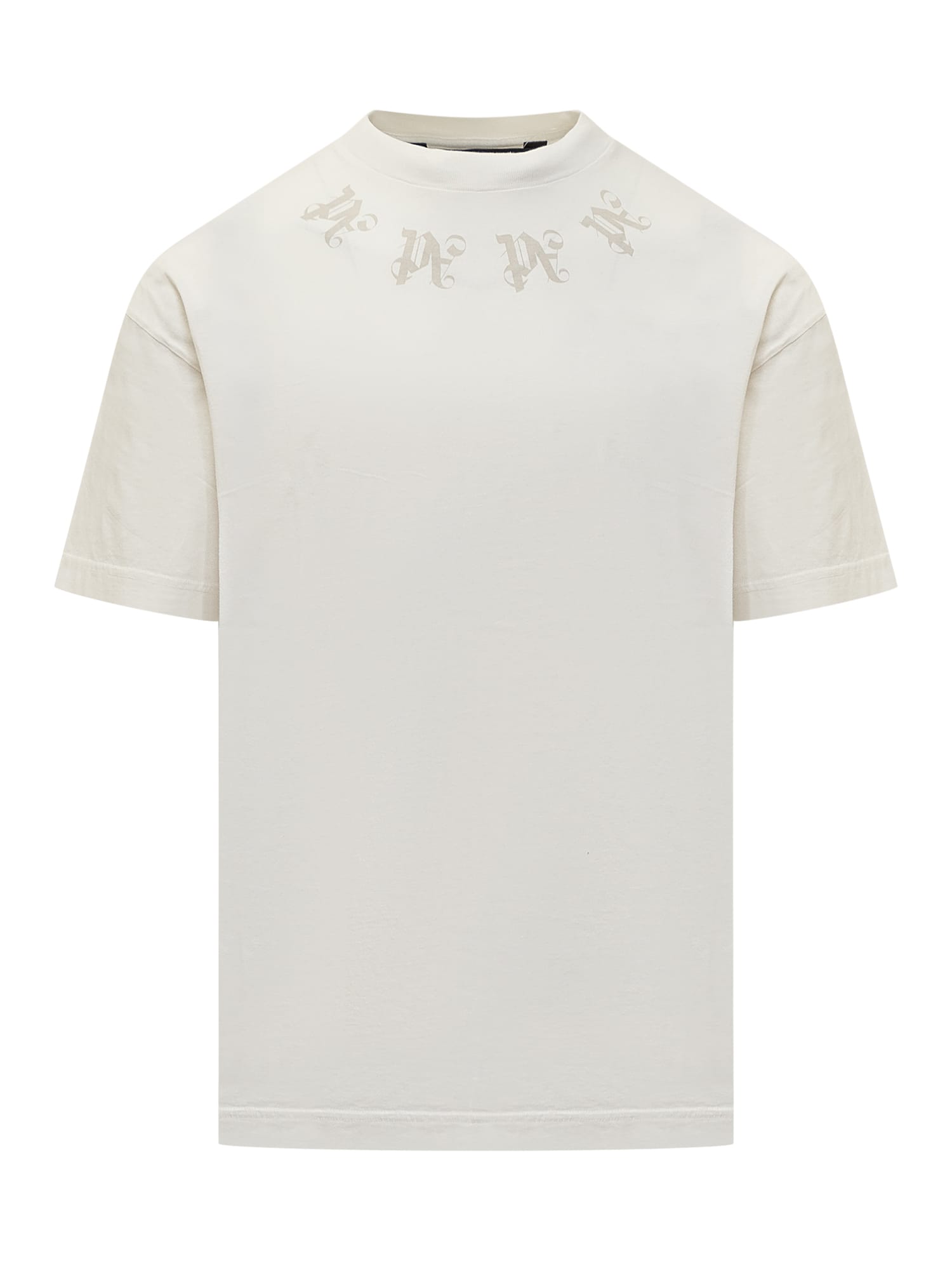 Monogram-print cotton T-shirt - Neutrals