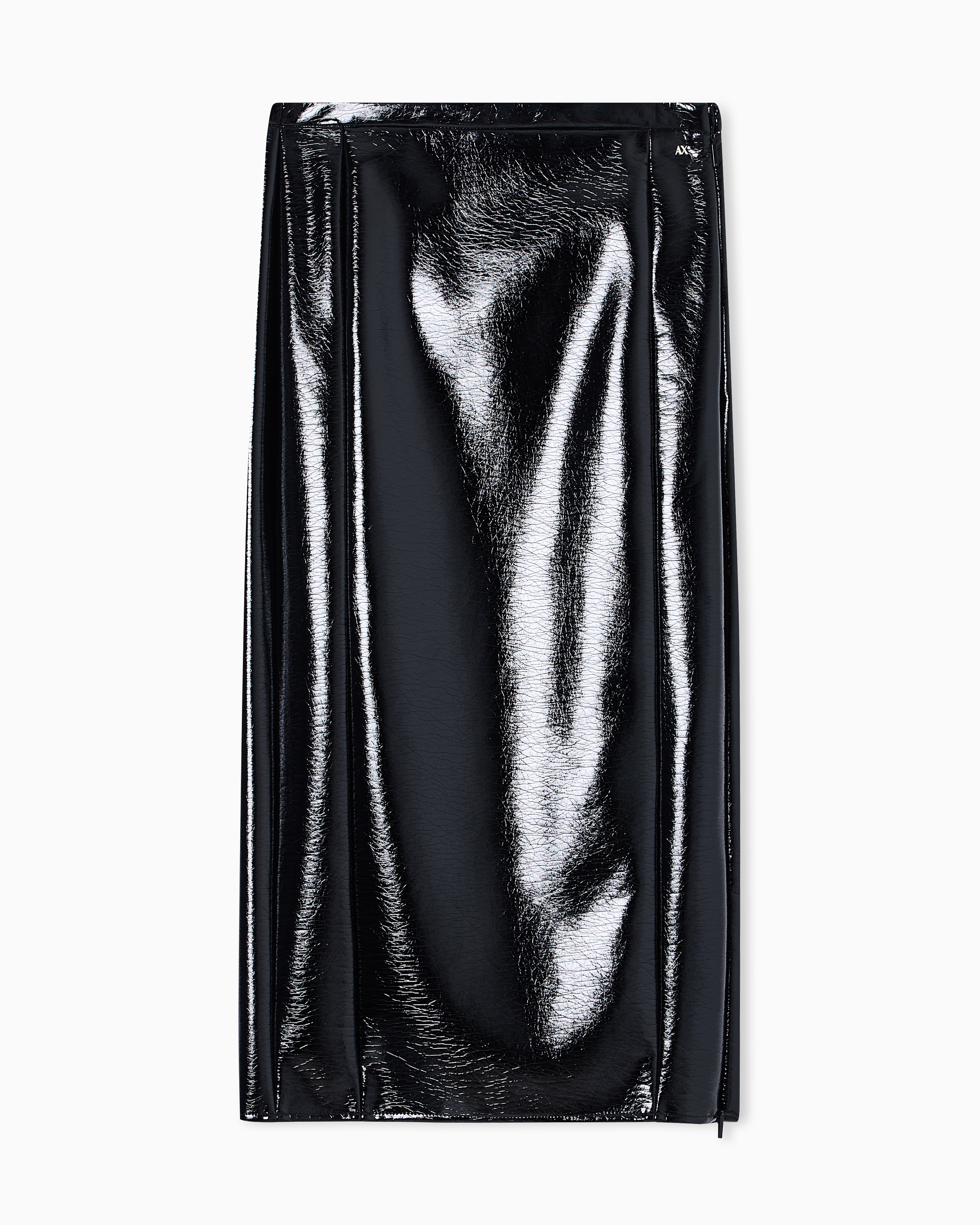 Long Wet Look Vinyl Skirt