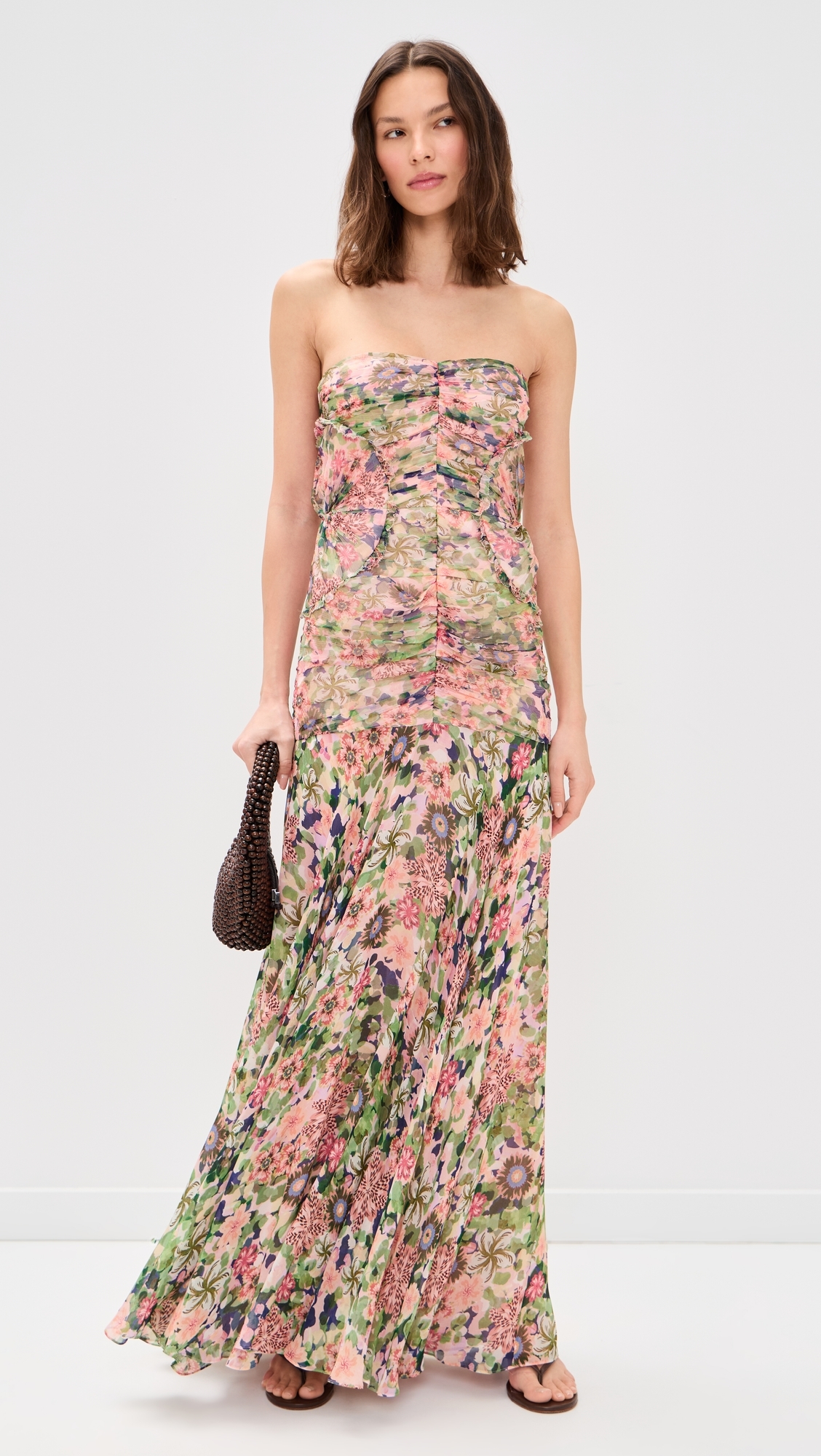 Kristie Silk Maxi Dress Rosette Meadow