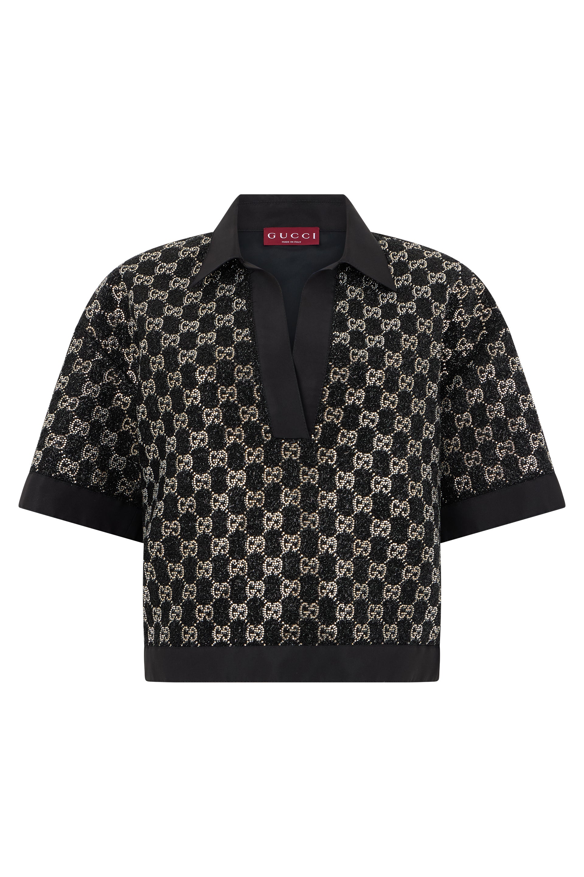Elegant Tweed Lamé Top with Rhinestones - SS26