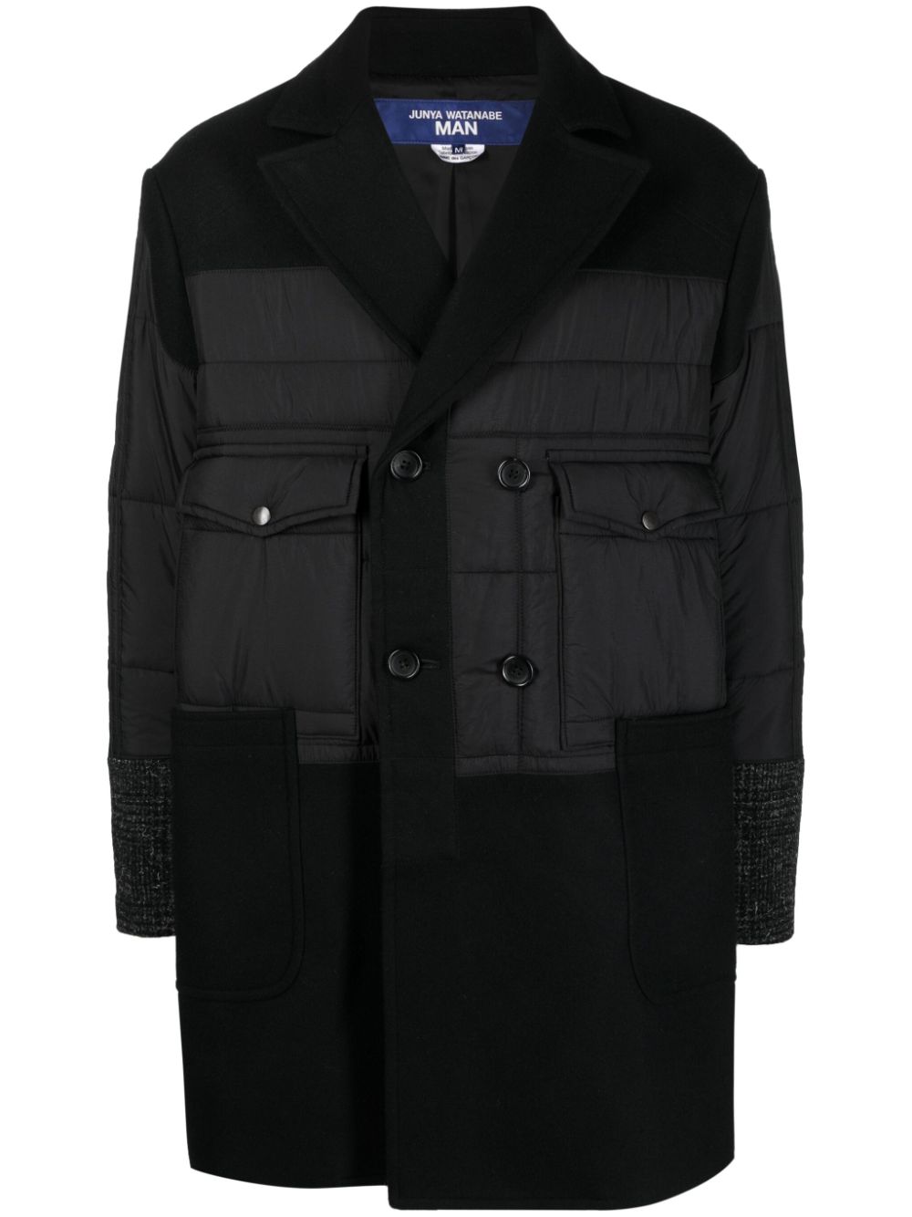 Panelled padded coat - Black